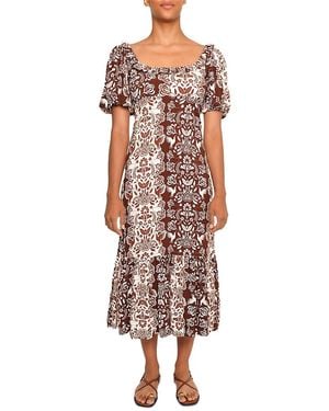 The Lulo Project The Signal Puffed Sleeve Dress - Red