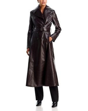 Bardot Andors Faux Croc Leather Coat - Black