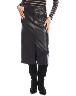 Karen Kane Faux Leather Midi Skirt - Black