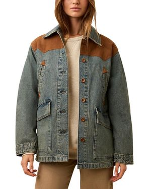 Faherty Ridge Back Denim Suede Jacket - Green