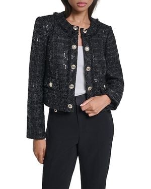 KARL LAGERFELD Sequin Embellished Tweed Jacket - Black