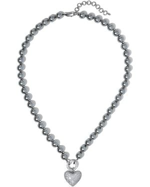 Nadri Poppy Pave Heart Pendant Necklace, 18-20 - Metallic