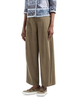 Emporio Armani Stretch Brushed Cotton Barrel Leg Pants - Green
