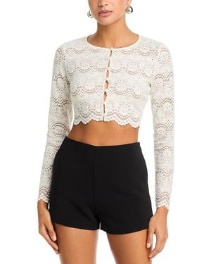 Aqua Crop Lace Cardigan Sweater - White