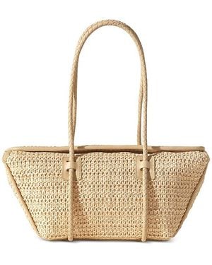 Hereu Leather Framed Raffia Shoulder Bag - White