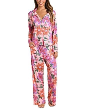 La Blanca Ornate Blooms Long Pajama Set - Red