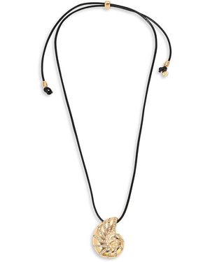 Ettika Pave & Imitation Pearl Swirled Shell Cord Adjustable Pendant Necklace - Multicolor