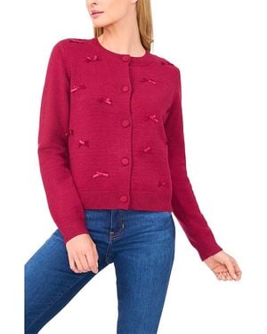 Cece Ribbon Applique Cardigan - Red