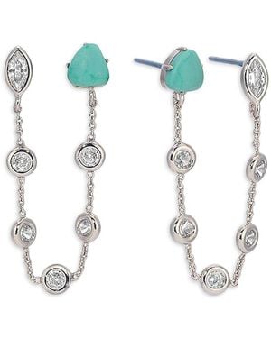 Ettika Gemlite Chain Double Piercing Earrings - Blue