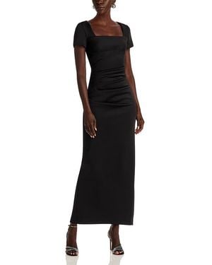 Aqua Scuba Open Back Cap Sleeve Maxi Dress - Black