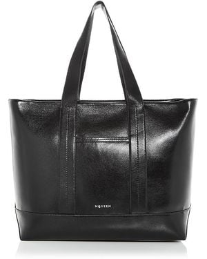 McQueen Leather Shopper Tote - Black