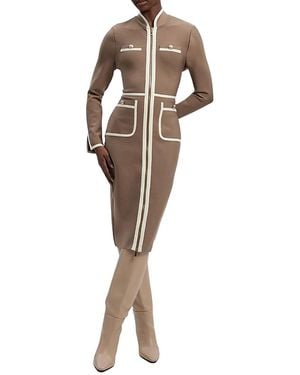 Karen Millen Bandage Military Piping Midi Dress - Gray