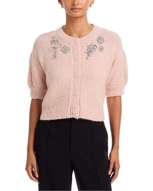 Cinq À Sept Millicent Crystal Brooch Cardigan - Blue