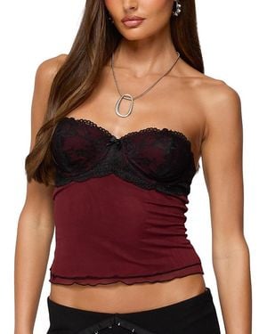 Edikted Contrast Lacey Mesh Bra Top - Red