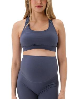 AXK High Impact With Easy-Release Breastfeeding Clips Racer Back Maternity & Nursing Sports Bra - Blue