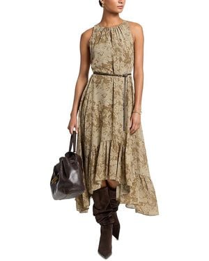 Michael Kors Printed High Low Midi Dress - Natural