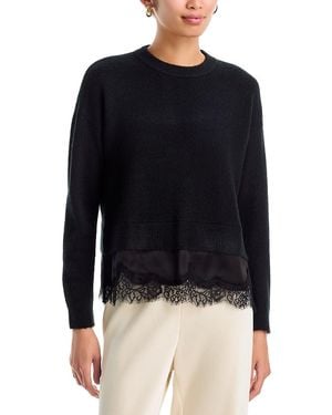 Aqua Aries Layered Look Crewneck Sweater - Blue