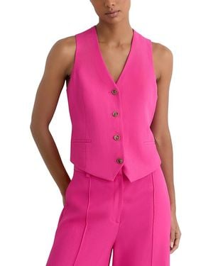 Reiss Charli Button Front Waistcoat - Pink