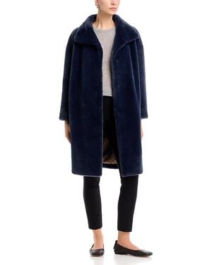 Herno Faux Fur Mid Length Coat - Blue