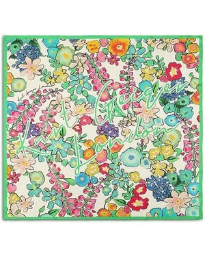 Kurt Geiger Floral Silk Square Scarf - Green