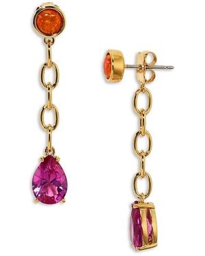 Nadri Frieda Multi Stone Front To Back Earrings - Pink