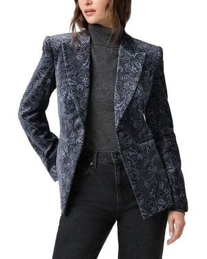PAIGE Chelsee Stretch Velvet Peak Lapel Blazer - Blue