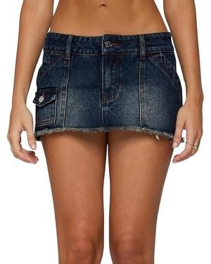 Edikted Adania Denim Mini Skort - Blue