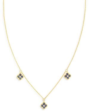 Bloomingdale's Fine Collection Sapphire & Diamond Bezel Clover Station Necklace - Natural