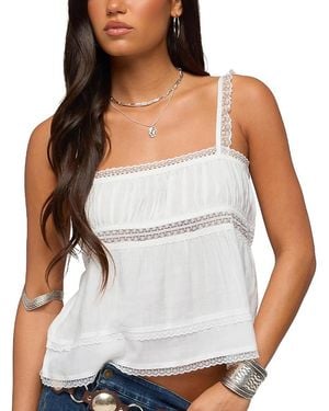 Edikted Mable Lacey Straight Neck Tank Top - White