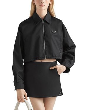 Prada Re-Nylon Cropped Blouson Jacket - Black