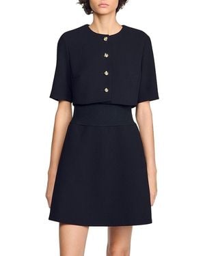 Sandro Georgina Layered Look Mini Dress - Blue
