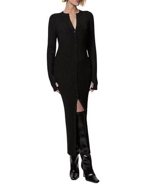Karen Millen Button Through Ribbed Maxi Dress - Black