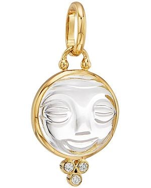 Temple St. Clair 18K Medium Carved Crystal Moonface Pendant With Diamonds - Metallic