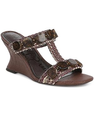 Sam Edelman Dante Stone Embellished Wedge Sandals - Brown