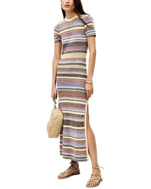 Ba&sh Tonnie Striped Midi Dress - Metallic