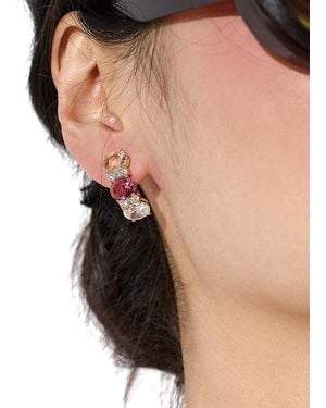 Nadri Mojito Oval Crystal J Hoop Earrings - Black