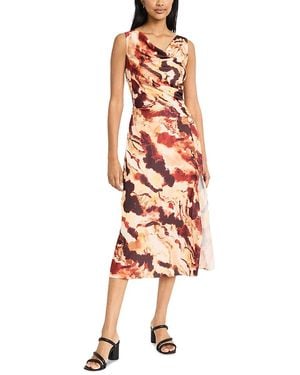Donna Morgan Printed Asymmetric Neck Midi Dress - Multicolor