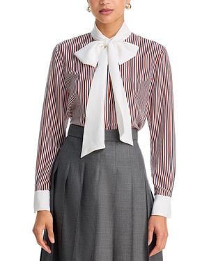 Thom Browne Bow Neck Silk Top - Purple
