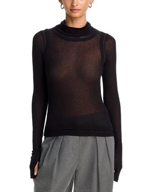 Helmut Lang Layer Long Sleeve Sheer Turtleneck - Black