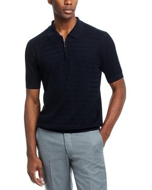 Maurizio Baldassari Chevron Stitch Quarter Zip Polo Sweater - Blue