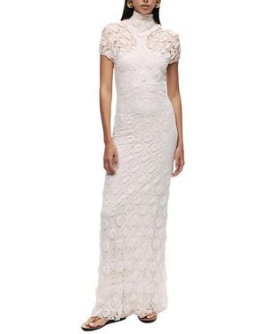 Nocturne High-Neck Lace Maxi Dress - White