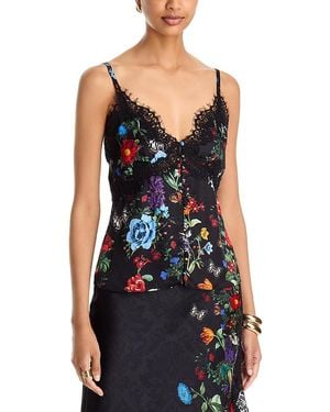 Alice + Olivia Melodie Lace Trim Button Front Camisole - Black