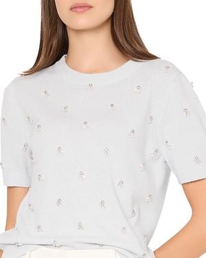 MILLY Rosalyn Short Sleeve Sweater - White