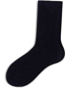 Hue Ribbed Cable Crew Socks - Blue