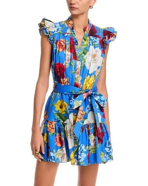 Alice + Olivia Cora Flutter Sleeve Tie Waist Dress - Blue