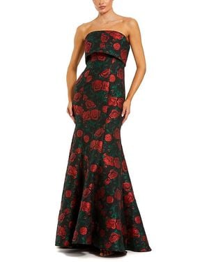 Mac Duggal Strapless Floral Brocade Mermaid Gown - Black