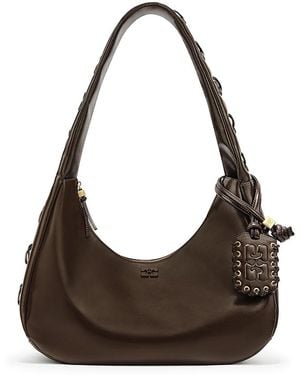 Ganni Laces Medium Hobo Bag - Brown