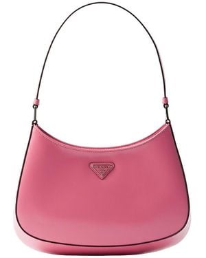 Prada Brushed Leather Cleo Shoulder Bag - Pink