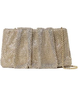 Loeffler Randall Serena Small Rhinestone Embellished Gathered Clutch - Grey