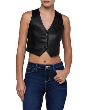 L'Agence Jianna Short Leather Vest - Black
